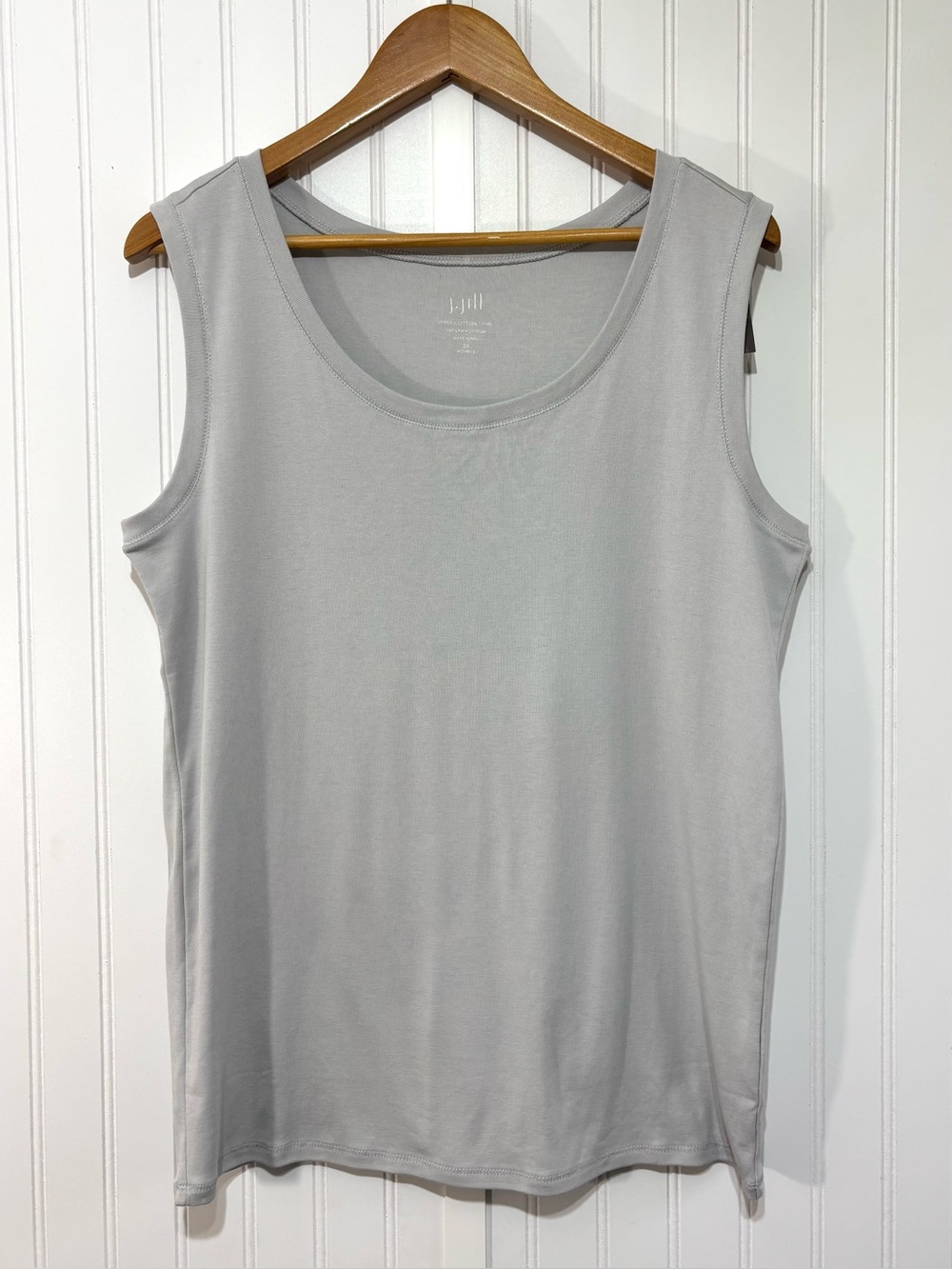 J. Jill Pima Cotton Tank Top Stretch 2X Marble Gray Sleeveless Neutral Basic